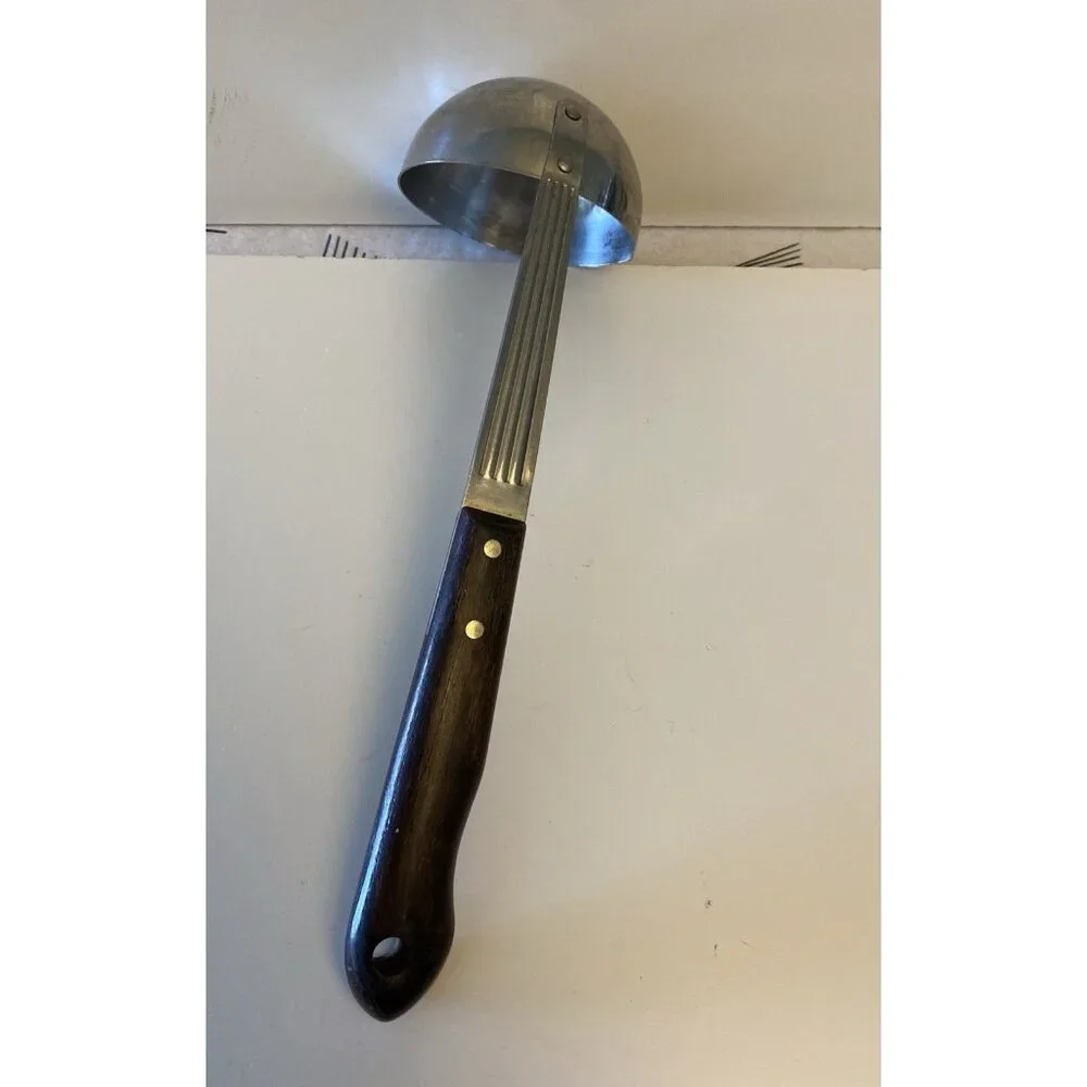 Vintage Veri-Sharp Ladle Stainless Steel 10” Riveted Wood Handle Made In USA